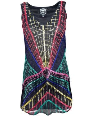Any Old Iron Beaded Cha Cha Fringe Mini Dress - Blue