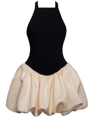Miss Circle New York Yaira Backless Drop Waist Mini Bubble Dress - Black