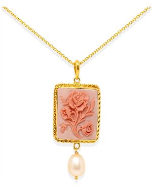 Vintouch Italy Eternal Bloom Cameo Necklace - Pink
