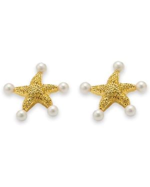 Classicharms Lila Starfish & Pearl Stud Earrings - Metallic