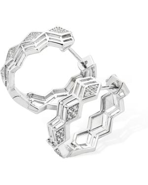 Lucy Quartermaine Solid Sterling Art Deco Triangle Hoops - Metallic