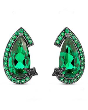 SALLY SKOUFIS Nourish Stud Earrings With Natural Diamond & Emerald - Green