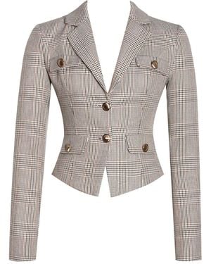 Miss Circle New York Oakley Plaid Preppy Style Blazer Jacket - Gray