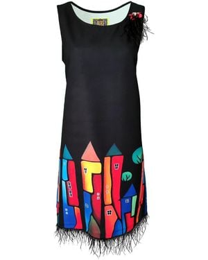 Lalipop Design Sleeveless Digital Print Mini Dress - Black
