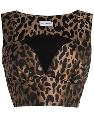 Circular Path Crop Bustier Top - Black