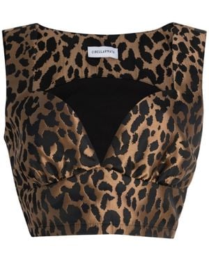 Circular Path Crop Bustier Top - Black