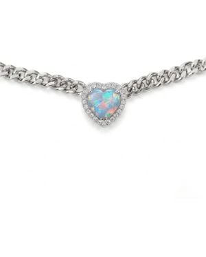 BLOOMTINE | Earth Angel HQ Loves Frequency Mini Plated Fire Opal Heart Choker Necklace - Blue