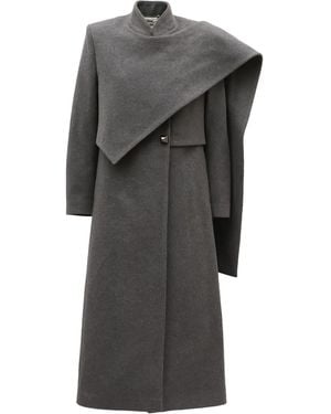 Julia Allert Elegant Long Draped Transformer Mid-Season Coat – - Gray
