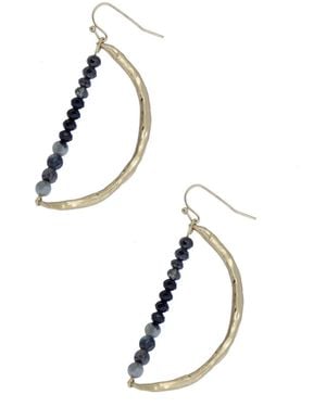 Saachi Glass Bead Semi Circle Dangle Earrings - Black