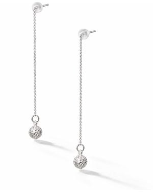 Yieon Lucky Beads Fine Filigree Threader Earrings - White