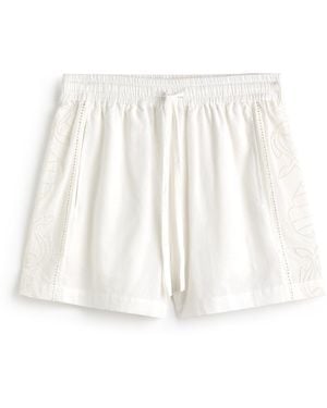 Thinking Mu Shorts Embroidered Geranio - White