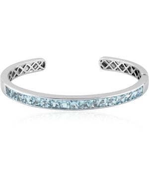 Artisan Aquamarine Channel-Set Cuff Bracelet - Blue
