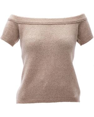 Maison Bogomil Off Shoulder Fine Knit Blouse - Natural