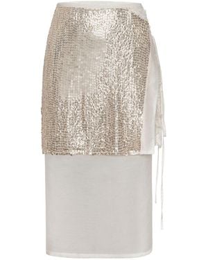 LAHIVE Neutrals Solstice Double Silk Sequin Skirt - Natural