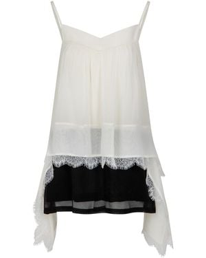 Langner Lace Trimmed Silk Chiffon Mini Dress - Grey