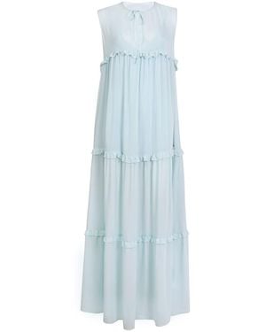 House of Ika Tiered Viscose Maxi Dress - Blue