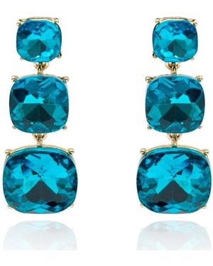 Michael Nash Jewelry Mackenzie Triple Cushion Shape Drop Earrings - Blue