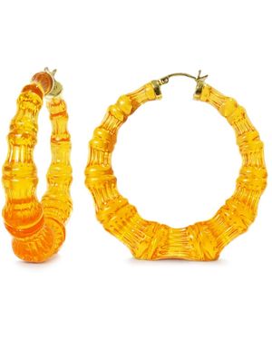 Gold & Honey Bamboo Hoop Earrings - Multicolour