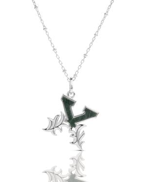 Kasun Solid X Initial Necklace With Marble - Metallic