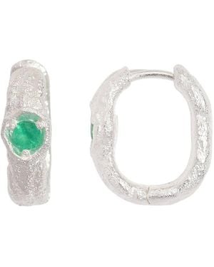 Claire Hill Designs Emerald Branch Hoop Earrings - White