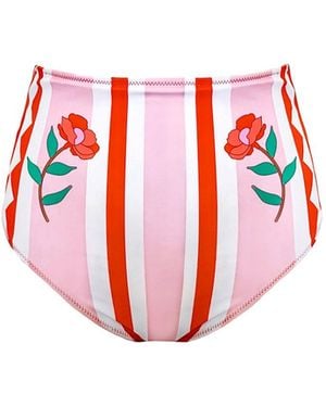 Jessie Zhao New York Jungle Rose Reversible Bikini Bottom - Red