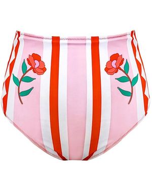 Jessie Zhao New York Jungle Rose Reversible Bikini Bottom - Red