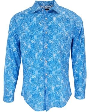 lords of harlech Nigel Paisley Wave Shirt In Blue