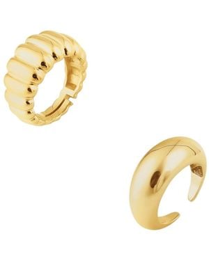 Spero London Large Multi Dished Puffy & Dome Sterling Ring Stacking Set - Metallic