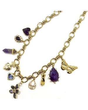 Achala Handcrafted Amethyst Charm Necklace - Metallic