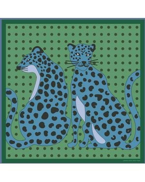 Jessie Zhao New York Twin Leopards Double Sided Silk Scarf - Green