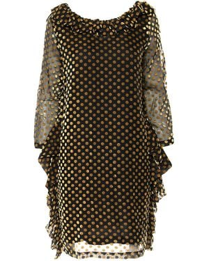 Silvia Serban Polka Dots Dress With Side Ruffles - Green