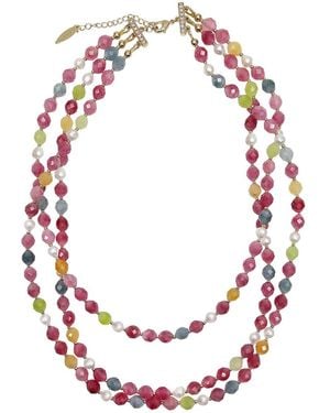 Farra Tourmaline Multi-Strands Necklace - Pink