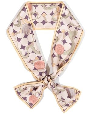 Lost Pattern Dream Silk Twilly Neck Bow - Pink