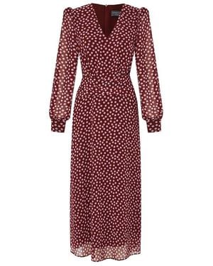 Exquise Aiyanna Regular Polka Dot Chiffon Midi Dress - Purple