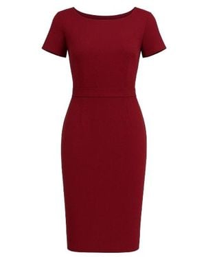 Conquista Burgundy Fitted Cap Sleeve Dress - Red
