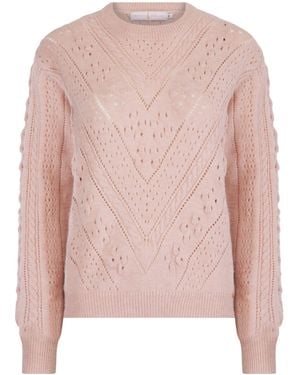 Hortons England Newquay Pointelle Knit Jumper Dusky - Pink
