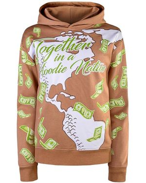 Miracles Manifester Manifestation Embroidered Hoodie With Rhinestone Design - Gray