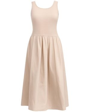 Tantra Spain Sl Neutrals Fitted Maxi Strap Dress With A Line Skirt And Pockets - Natural
