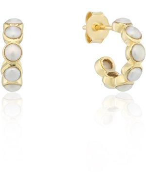 Auree Ortigia Freshwater Pearl & Vermeil Mini Hoop Earrings - Metallic