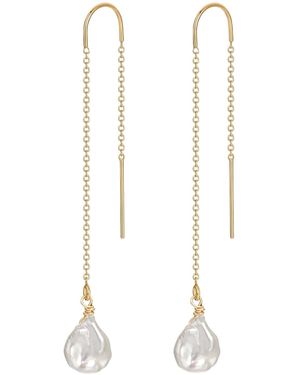 Katy Faye Sia Pearl Threader Earrings - White