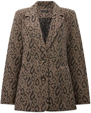 James Lakeland Leopard Print Detail Blazer - Brown