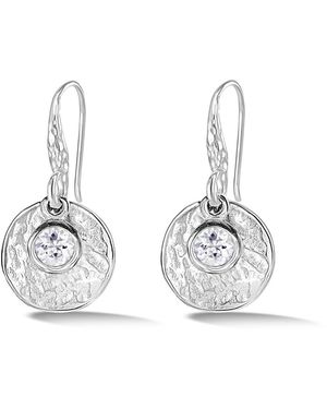 Dower & Hall Hammered Disc & Topaz Array Drop Earrings - Metallic