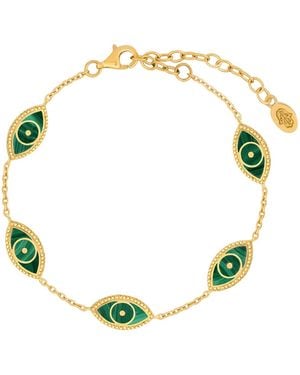Karma and Luck Spiritual Connection Malachite Evil Eye Bracelet - Metallic