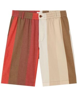 Thinking Mu Striped Sandfire Gasper Bermuda Shorts - Red
