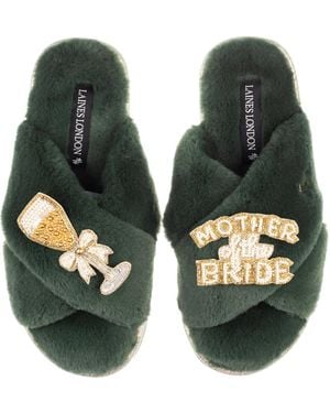 Laines London Classic Laines Slippers With Mother Of The Bride Brooches - Green