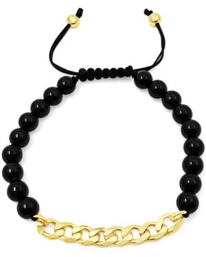 Lutiro Onyx Beads With Curb Chain Bracelet - Multicolor
