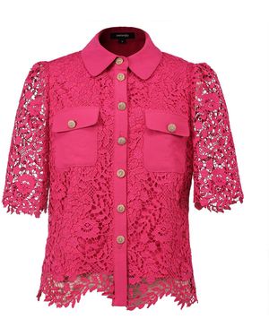 Smart and Joy Lace And Centre Buttons Shirt - Pink