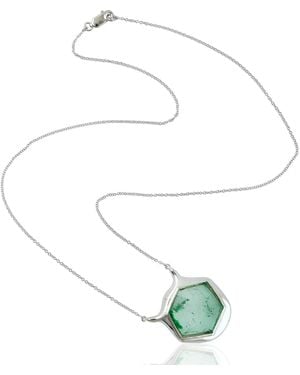 Artisan Emerald Slice Pendant Necklace - White