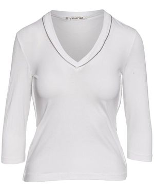 Conquista Zip Detail V Neck Top - White