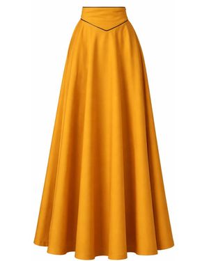 Nikka Place Maxi A-Line Cotton Skirt With High Waist And Pockets - Orange